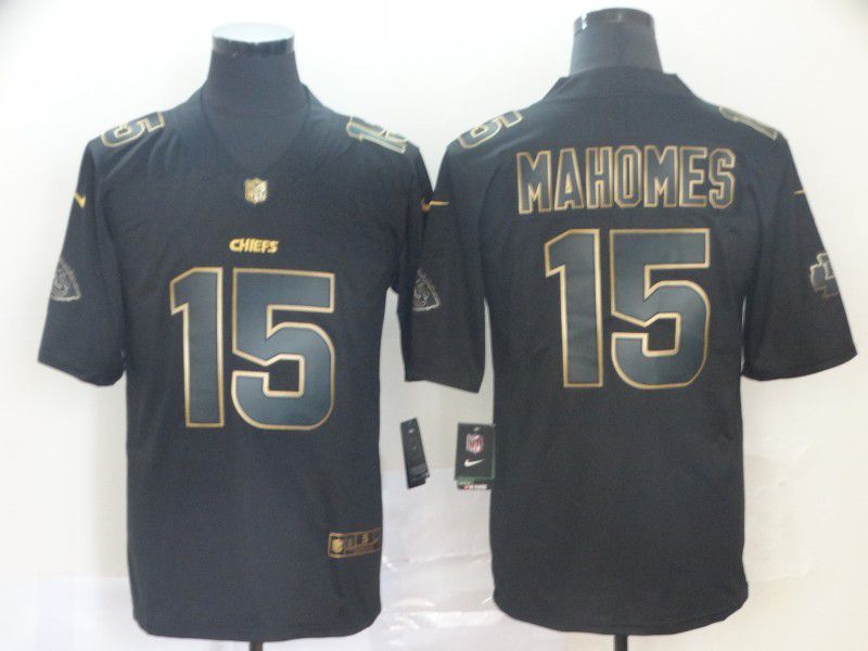 Men Kansas City Chiefs #15 Mahomes Nike Vapor Limited Black Golden NFL Jerseys->minnesota vikings->NFL Jersey